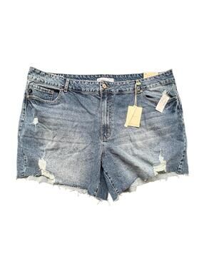 NEW Kan Can Women's Distressed High Rise Short Blue Denim Shorts - 24